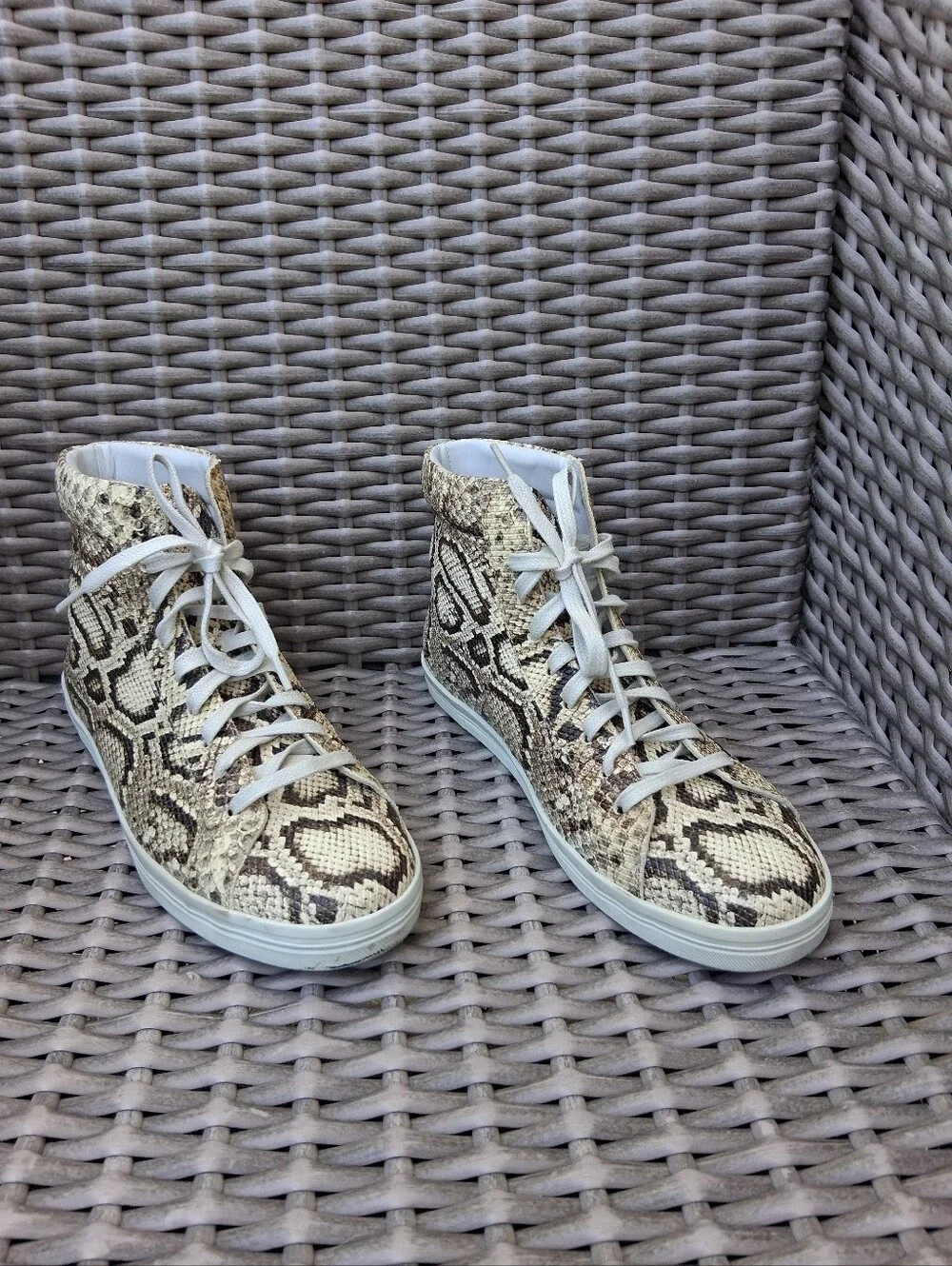 Freda Salvador High-Top Snake Print Sneakers - Neutral